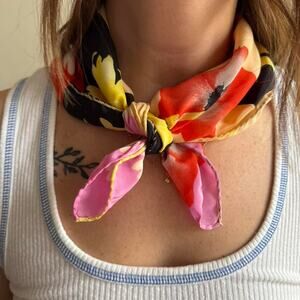 Floral silk scarf handkerchief OSFA